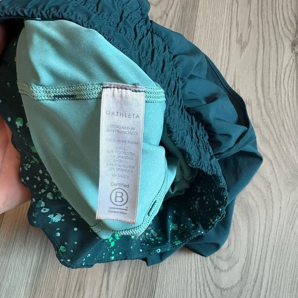 Athleta 2 in 1 Turquoise Speckled Shorts Size XS
